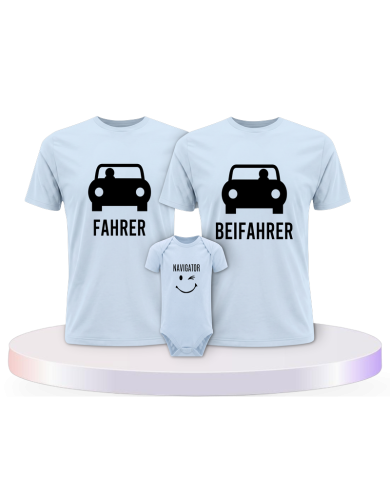 Fahrer Beifahrer und Navigator mit Baby Body Familien | Paarpulli