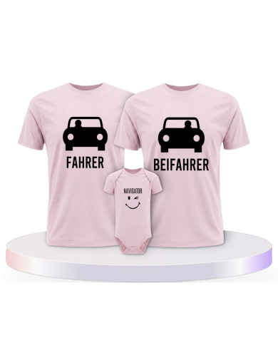 Fahrer Beifahrer und Navigator mit Baby Body Familien | Paarpulli