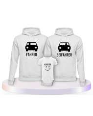 Familienlook Hoodies mit Fahrer, Beifahrer und Navigator | Paarpulli