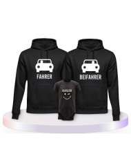 Familienlook Hoodies mit Fahrer, Beifahrer und Navigator | Paarpulli