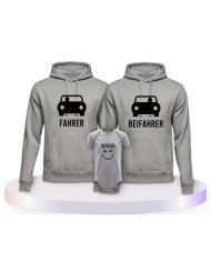 Familienlook Hoodies mit Fahrer, Beifahrer und Navigator | Paarpulli