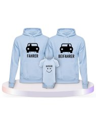Familienlook Hoodies mit Fahrer, Beifahrer und Navigator | Paarpulli