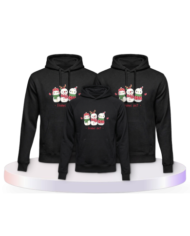 Familienlook Hoodies mit Frohes Fest Schneemann | Paarpulli