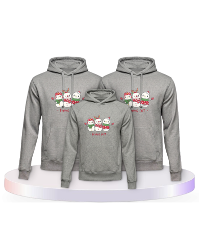 Familienlook Hoodies mit Frohes Fest Schneemann | Paarpulli
