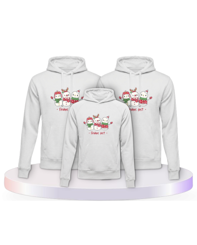 Familienlook Hoodies mit Frohes Fest Schneemann | Paarpulli
