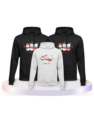 Familienlook Hoodies mit Frohes Fest Schneemann | Paarpulli