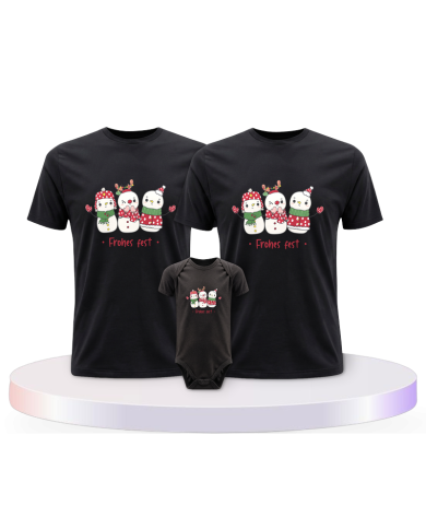 Frohes Fest Schneemann + Familienset T-Shirts mit Babybody | Paarpulli