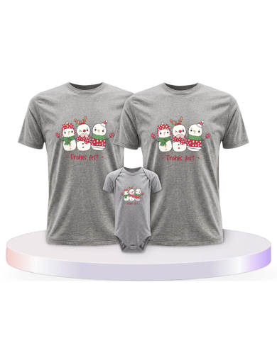 Frohes Fest Schneemann + Familienset T-Shirts mit Babybody | Paarpulli