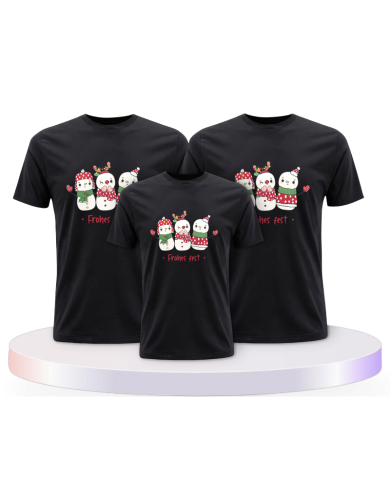Frohes Fest Schneemann Familienset T-Shirts | Paarpulli