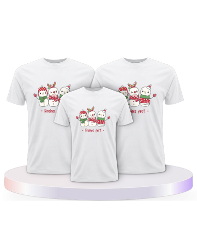 Frohes Fest Schneemann Familienset T-Shirts | Paarpulli