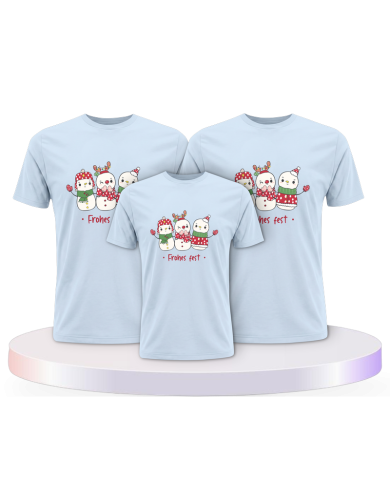 Frohes Fest Schneemann Familienset T-Shirts | Paarpulli