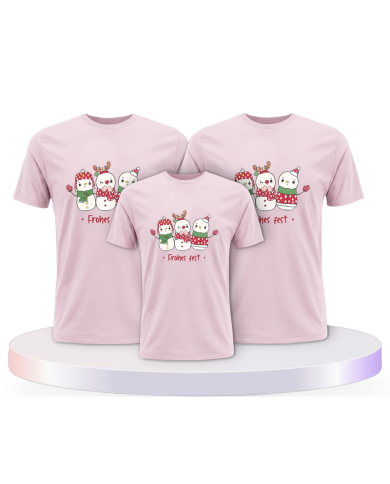 Frohes Fest Schneemann Familienset T-Shirts | Paarpulli