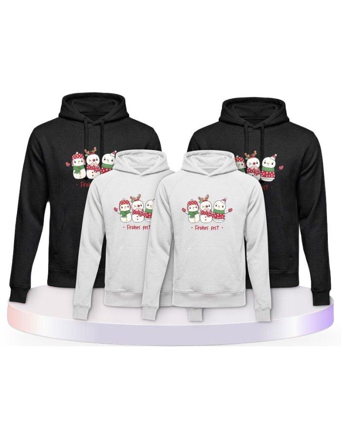 Frohes Fest Schneemann Familienset Hoodies | Paarpulli