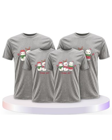Familienlook T-Shirts mit Frohes Fest Schneemann | Paarpulli