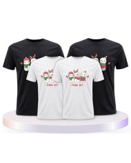 Familienlook T-Shirts mit Frohes Fest Schneemann | Paarpulli