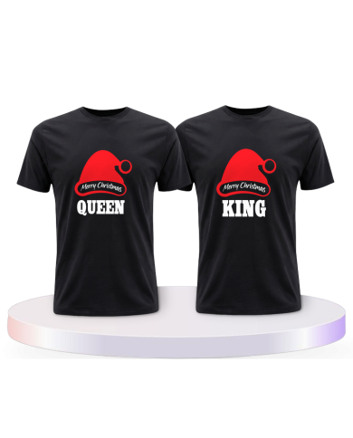 Partnerlook T-Shirts mit King und Queen Weihnachten | Paarpulli