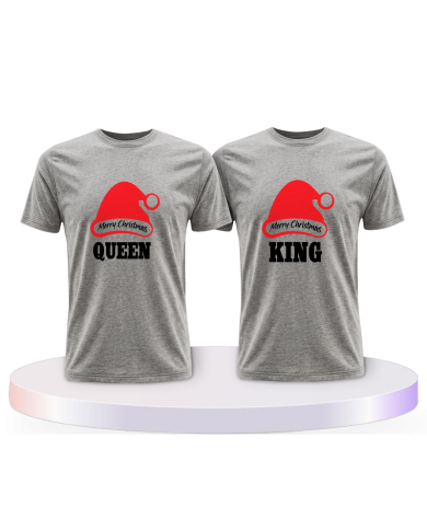 Partnerlook T-Shirts mit King und Queen Weihnachten | Paarpulli