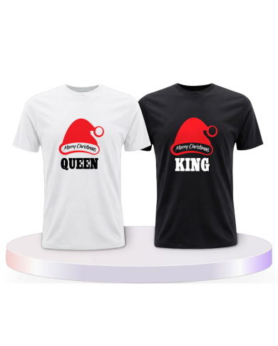 Partnerlook T-Shirts mit King und Queen Weihnachten | Paarpulli