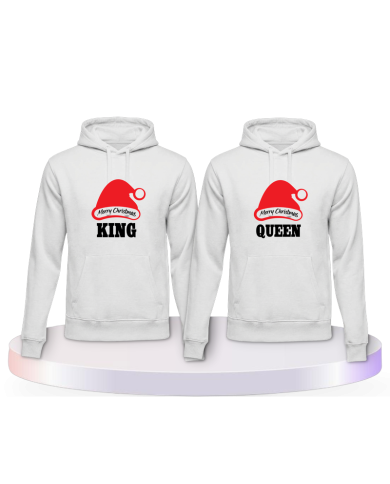Partnerlook Hoodies mit King und Queen Merry Christmas | Paarpulli