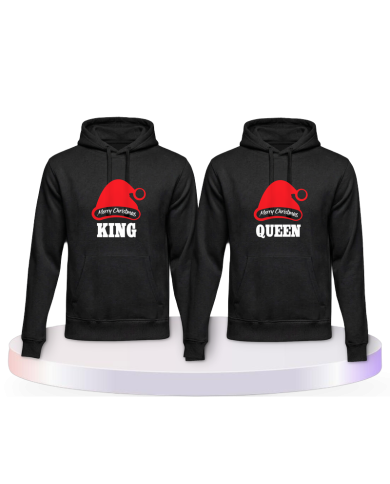 Partnerlook Hoodies mit King und Queen Merry Christmas | Paarpulli