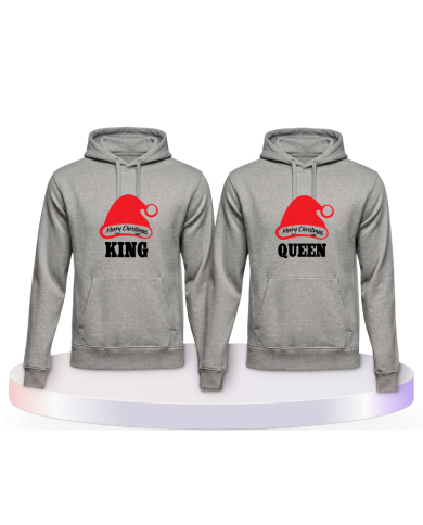 Partnerlook Hoodies mit King und Queen Merry Christmas | Paarpulli