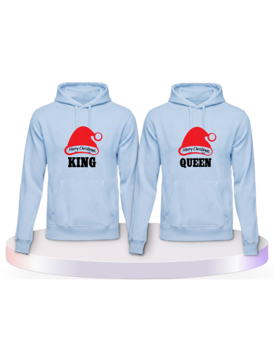 Partnerlook Hoodies mit King und Queen Merry Christmas | Paarpulli