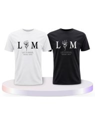 Wunschname und Datum Set Blumen Couple T-Shirts kaufen | Paarpulli