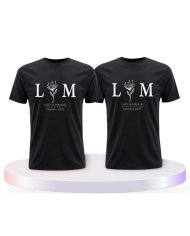 Wunschname und Datum Set Blumen Couple T-Shirts kaufen | Paarpulli