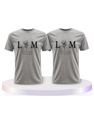 Wunschname und Datum Set Blumen Couple T-Shirts kaufen | Paarpulli