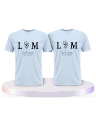 Wunschname und Datum Set Blumen Couple T-Shirts kaufen | Paarpulli