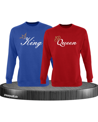 King und Queen mit goldenen Kronen Partnerlook Sweatshirts King und Queen mit goldenen Kronen Partnerlook Sweatshirts