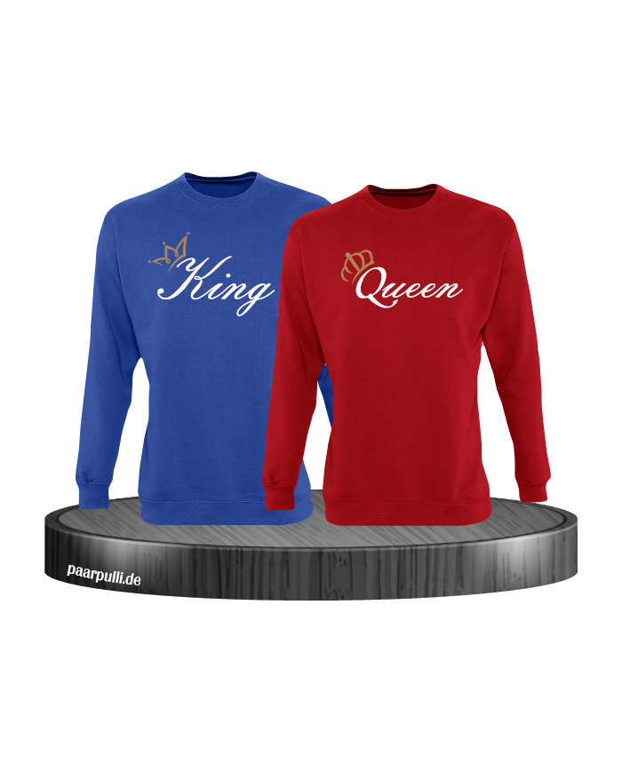 King und Queen mit goldenen Kronen Partnerlook Sweatshirts