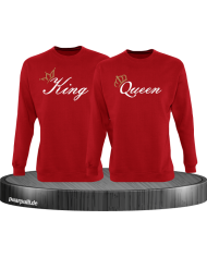 King und Queen mit goldenen Kronen Partnerlook Sweatshirts