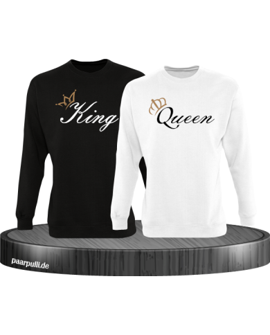 King und Queen mit goldenen Kronen Partnerlook Sweatshirts King und Queen mit goldenen Kronen Partnerlook Sweatshirts