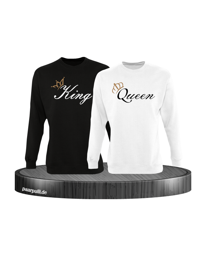 King und Queen mit goldenen Kronen Partnerlook Sweatshirts