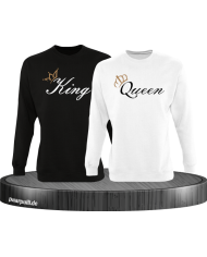 King und Queen mit goldenen Kronen Partnerlook Sweatshirts