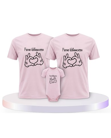 Familienlook T-Shirts mit Frohe Weihnachten | Paarpulli