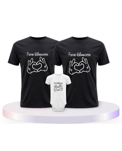 Familienlook T-Shirts mit Frohe Weihnachten | Paarpulli