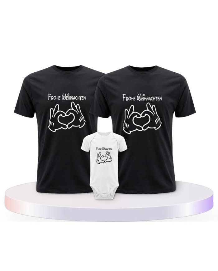 Familienlook T-Shirts mit Frohe Weihnachten | Paarpulli