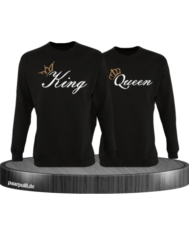 King und Queen mit goldenen Kronen Partnerlook Sweatshirts