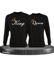 King und Queen mit goldenen Kronen Partnerlook Sweatshirts
