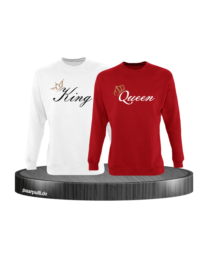 King und Queen mit goldenen Kronen Partnerlook Sweatshirts