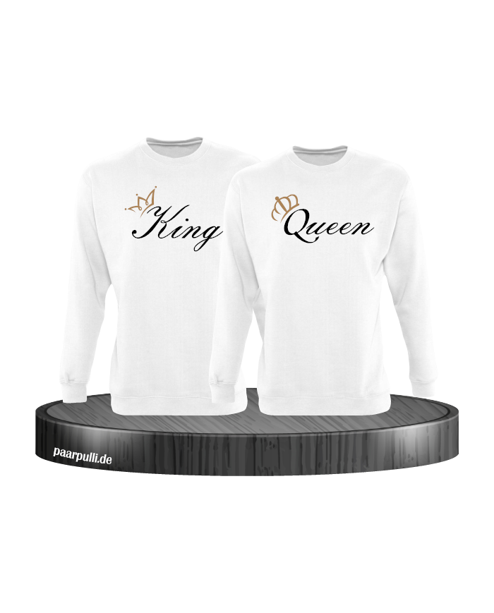 King und Queen mit goldenen Kronen Partnerlook Sweatshirts