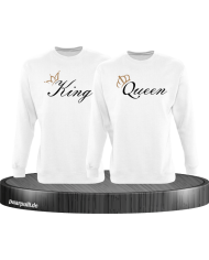 King und Queen mit goldenen Kronen Partnerlook Sweatshirts