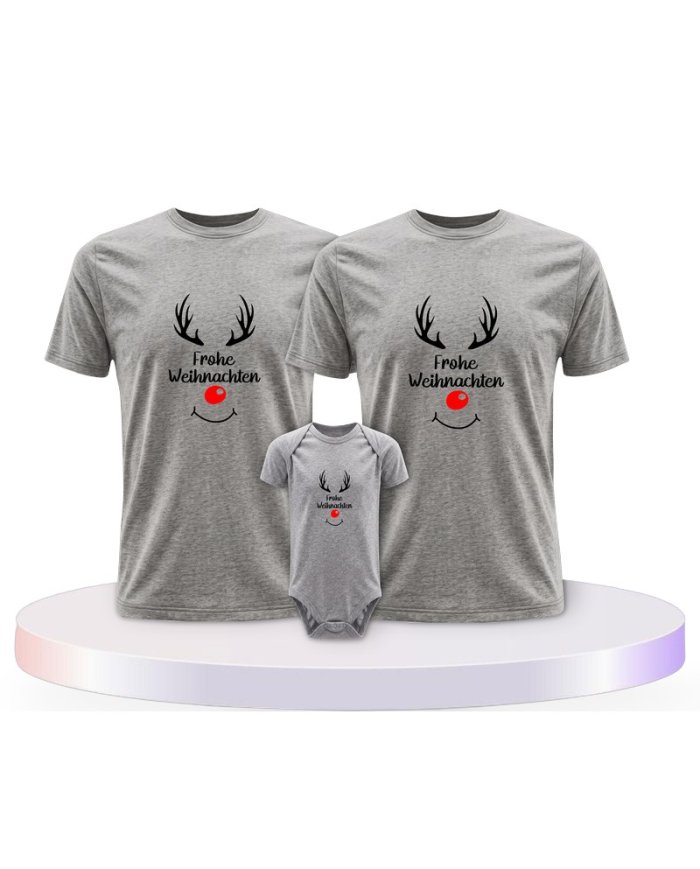 Reh Frohe Weihnachten Familienset T-Shirts mit Babybody | Paarpulli