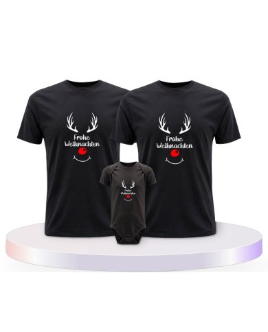 Reh Frohe Weihnachten Familienset T-Shirts mit Babybody | Paarpulli