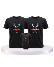 Reh Frohe Weihnachten Familienset T-Shirts mit Babybody | Paarpulli