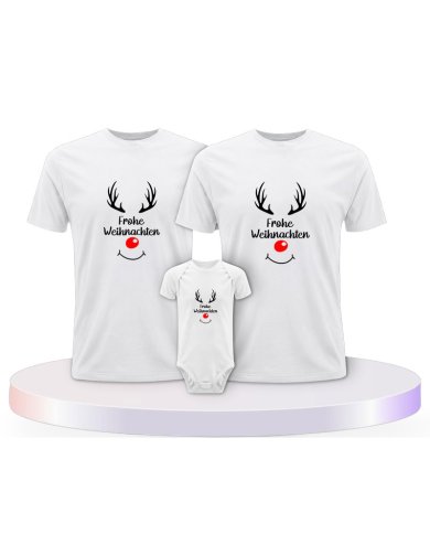 Reh Frohe Weihnachten Familienset T-Shirts mit Babybody | Paarpulli