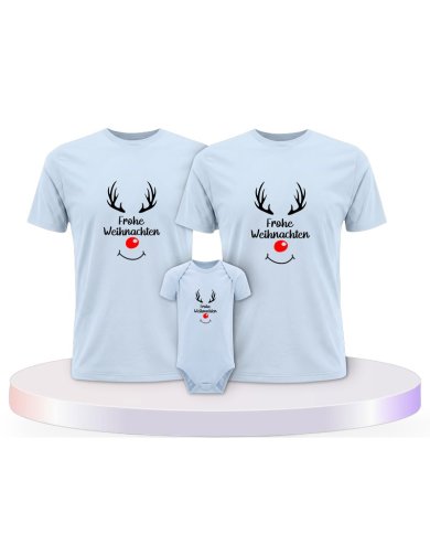 Reh Frohe Weihnachten Familienset T-Shirts mit Babybody | Paarpulli