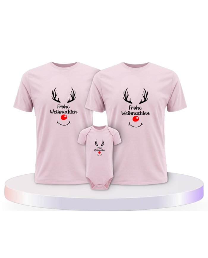 Reh Frohe Weihnachten Familienset T-Shirts mit Babybody | Paarpulli